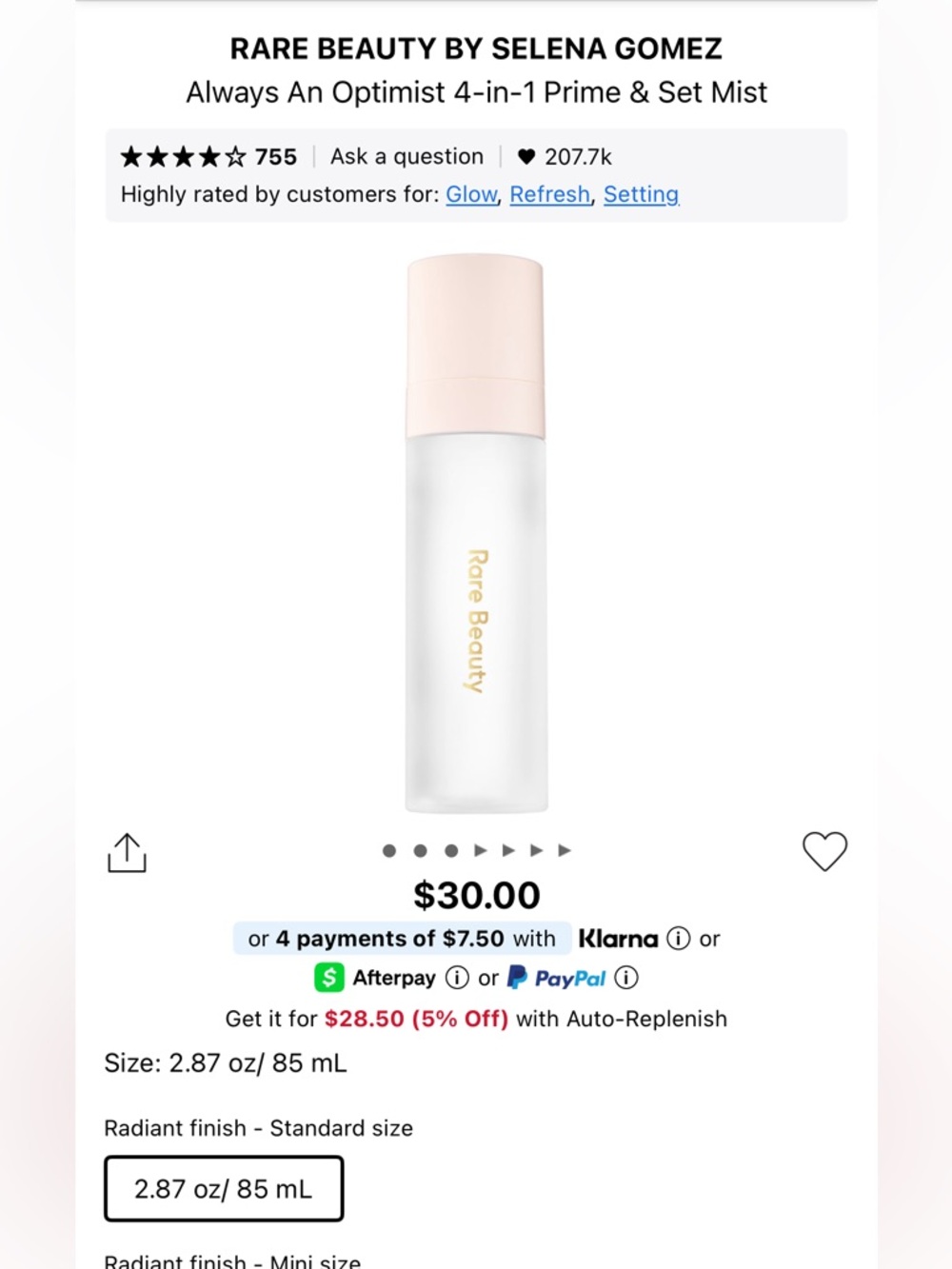 🌺Rare Beauty Always An Optimist 4-in-1 Prime & Set Mist
